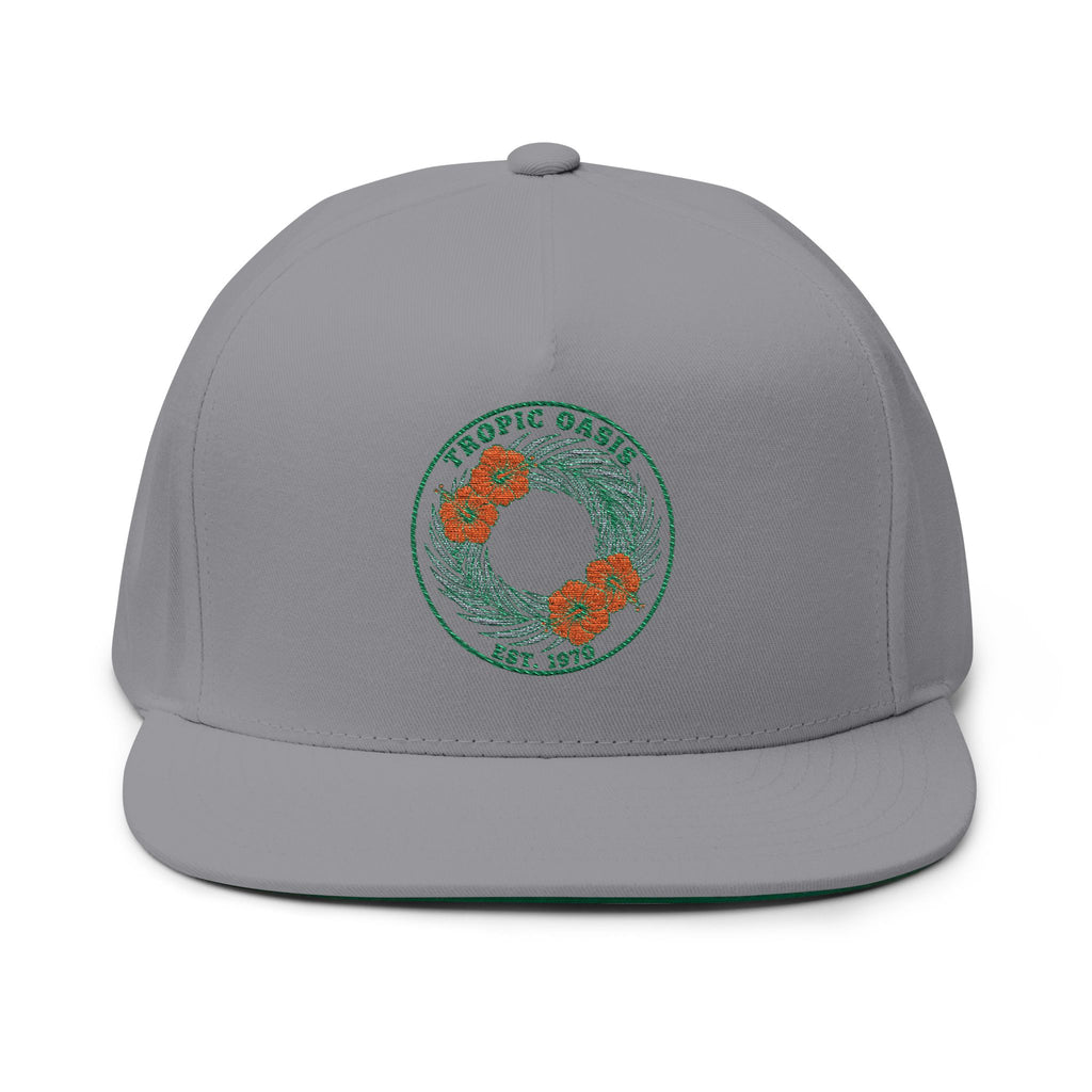 Tropic Oasis Embroidered Flat Bill Cap