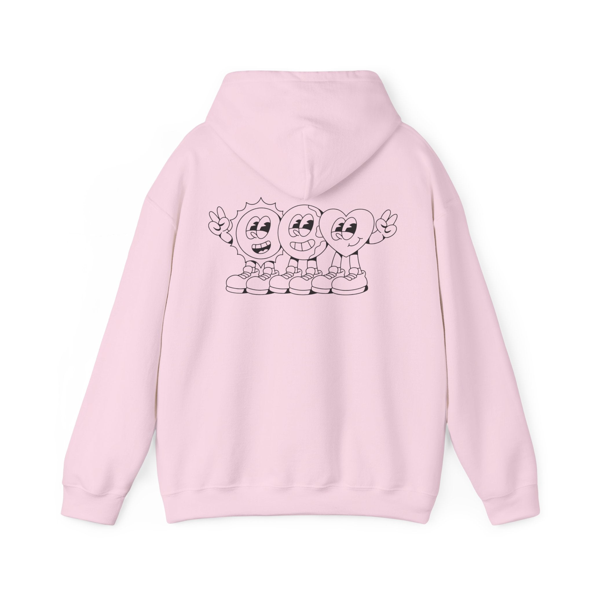 Smiley Trio Hoodie — Retro Cartoon Characters Pullover