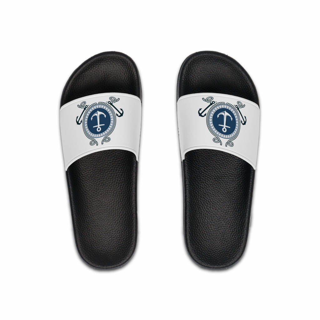 Nautical Anchor Slide Sandals — Men's Coastal Beach Pool Slides