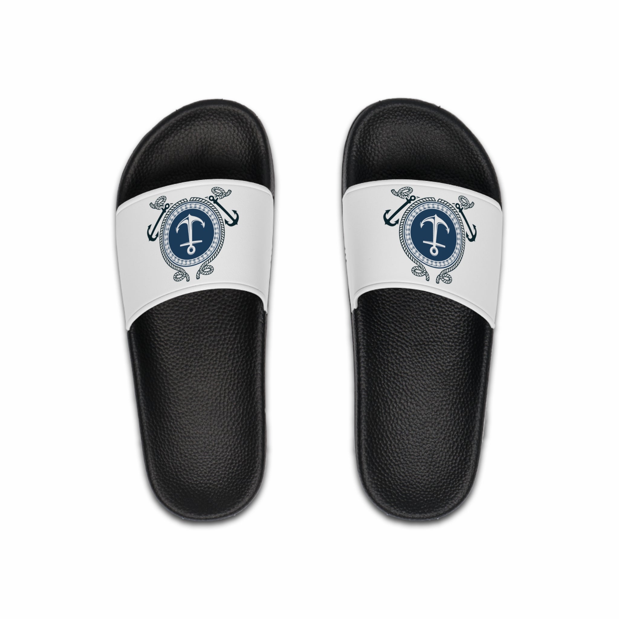 Nautical Anchor Slide Sandals — Men's Coastal Beach Pool Slides