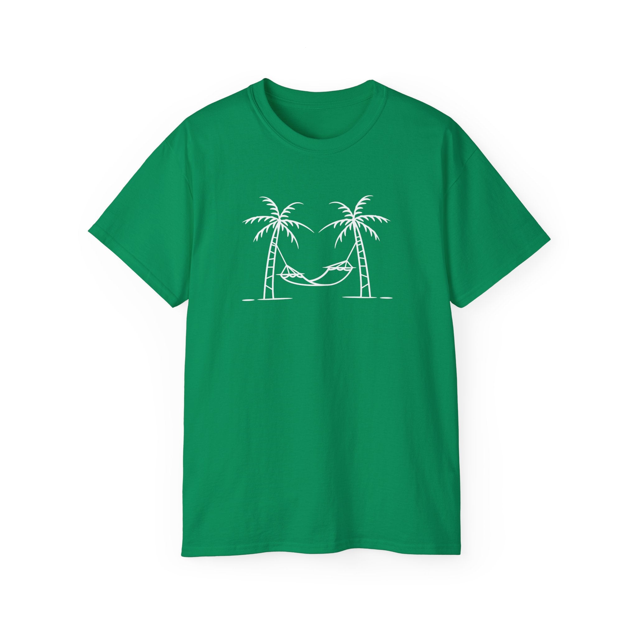Hammock Between Palms Tee — Minimal Beach Relaxation T-Shirt