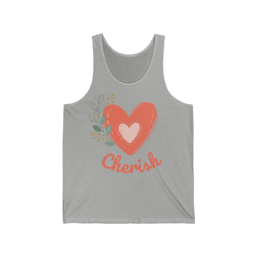 Cherish Heart Tank Top — Floral Love Graphic Jersey Tank