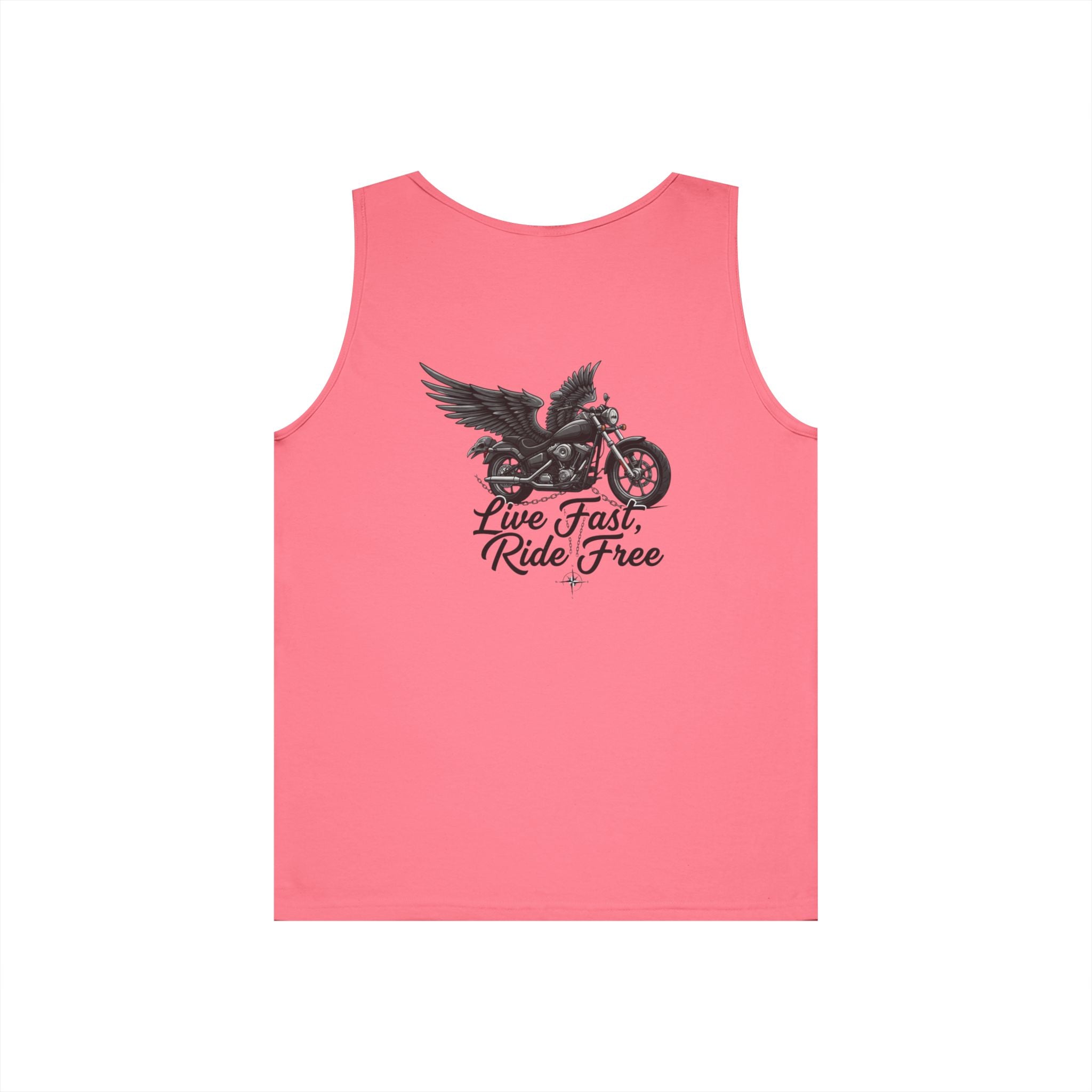 Motorcycle Tank Top — "Live Fast, Ride Free" Eagle Biker Graphic