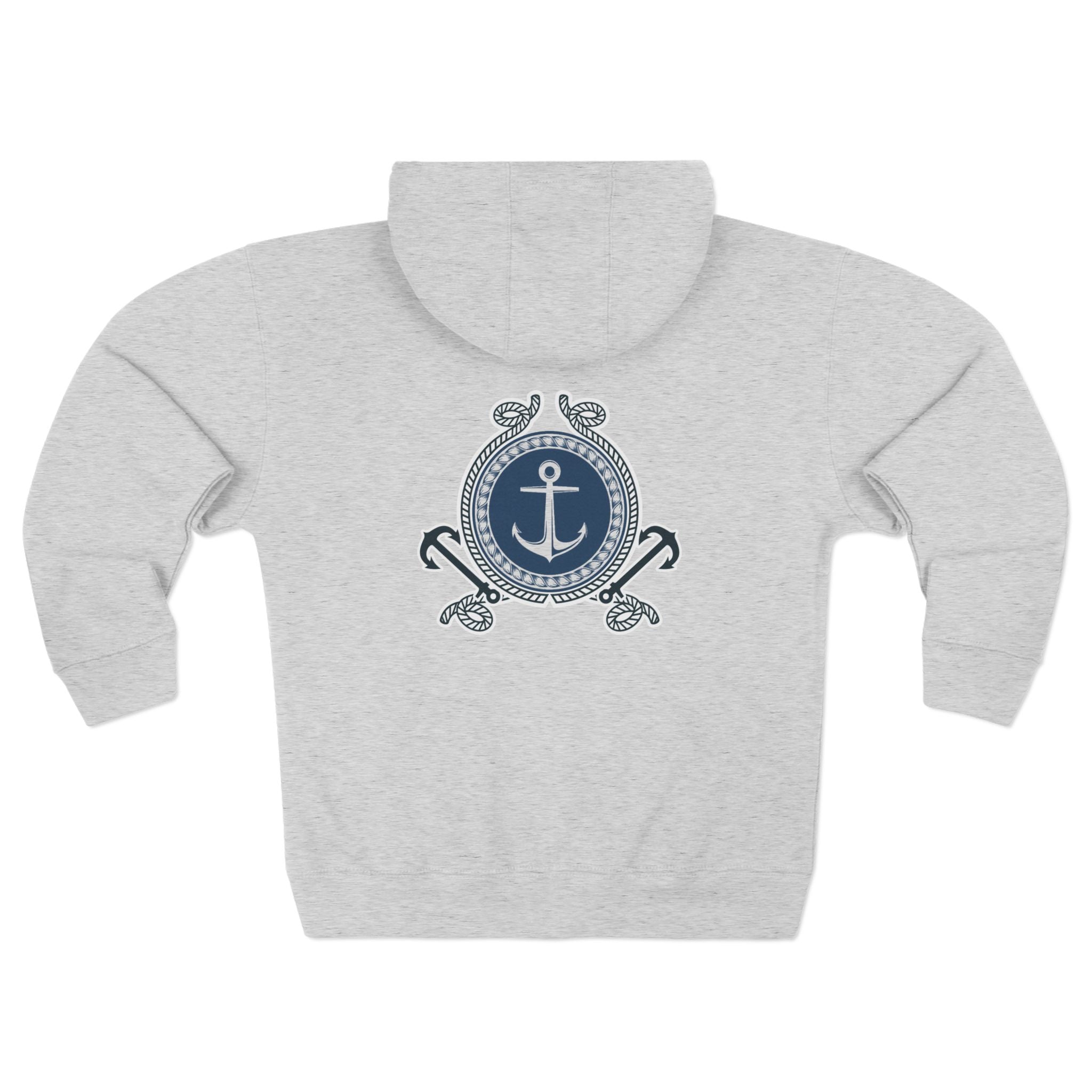 Nautical Anchor Zip Hoodie – Vintage Maritime Navy Crest