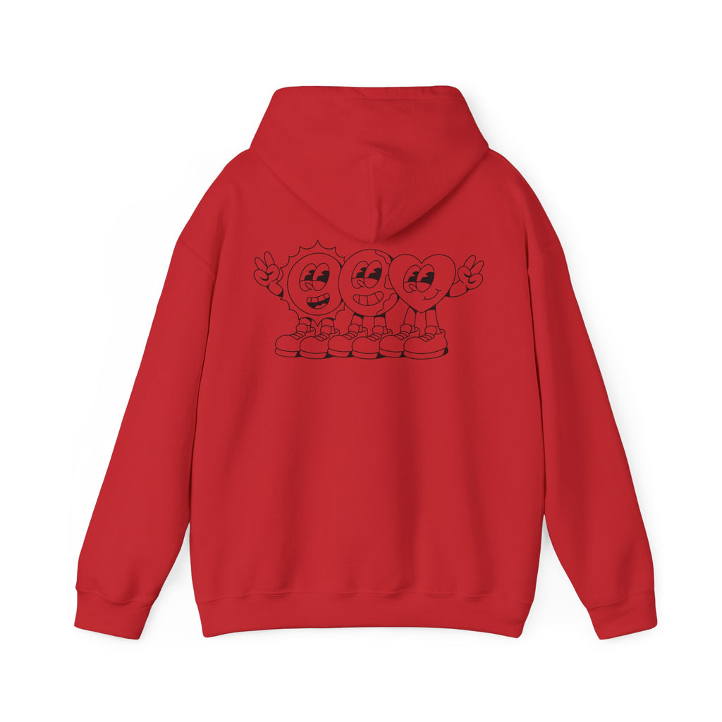 Smiley Trio Hoodie — Retro Cartoon Characters Pullover