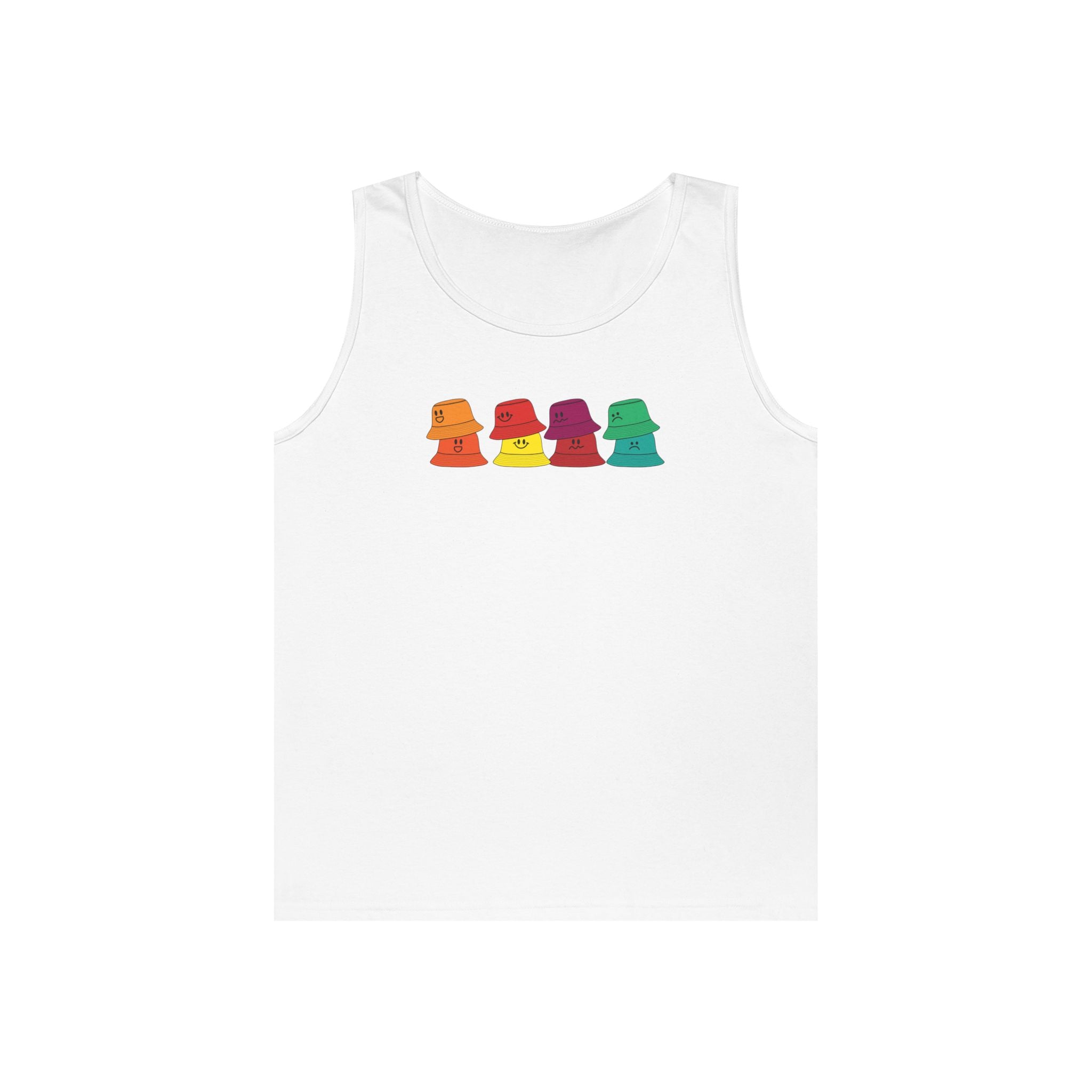 Bucket Hat Rainbow Tank Top — Colorful Retro Summer Beachwear