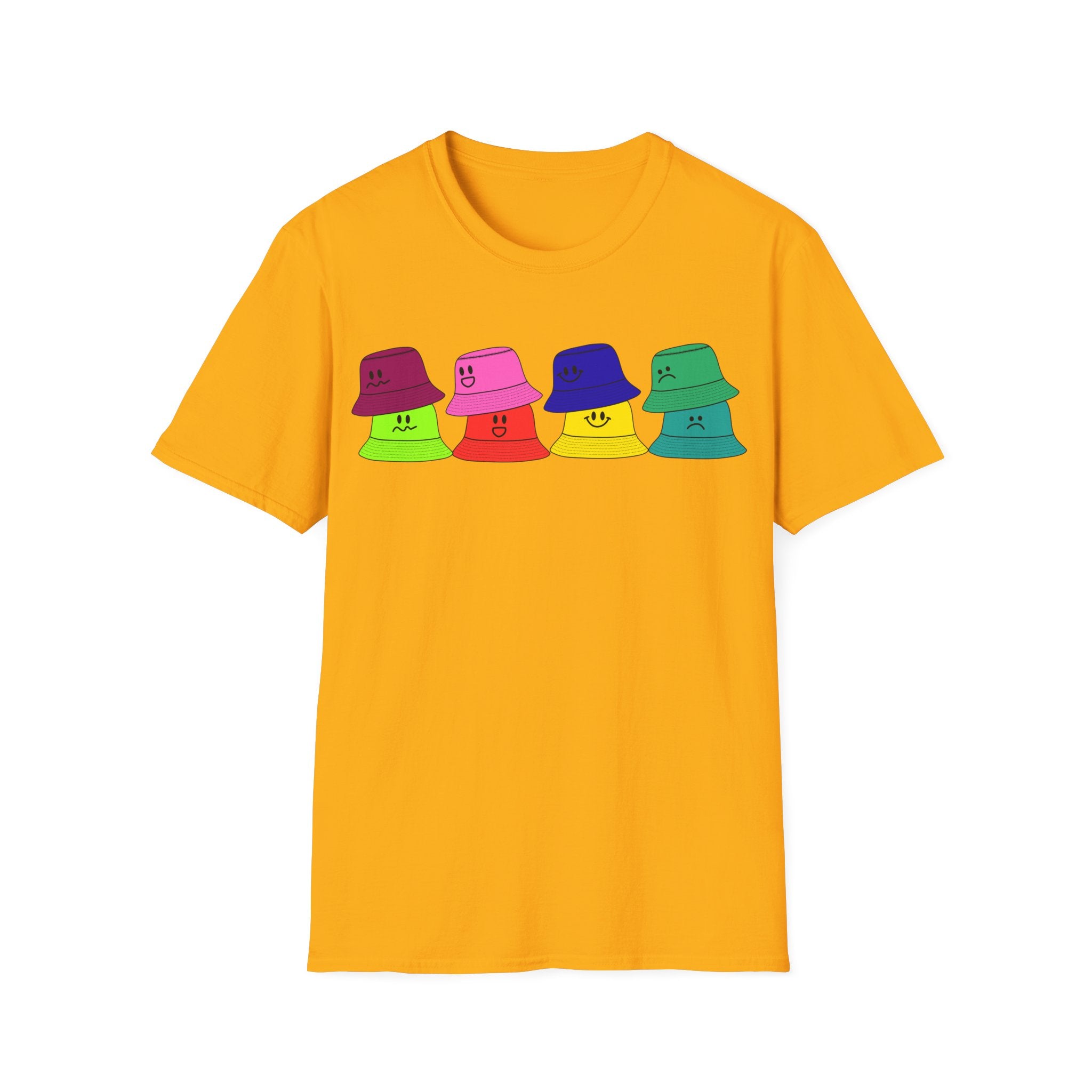 Bucket Hat  T-Shirt — Colorful Smiley Hats