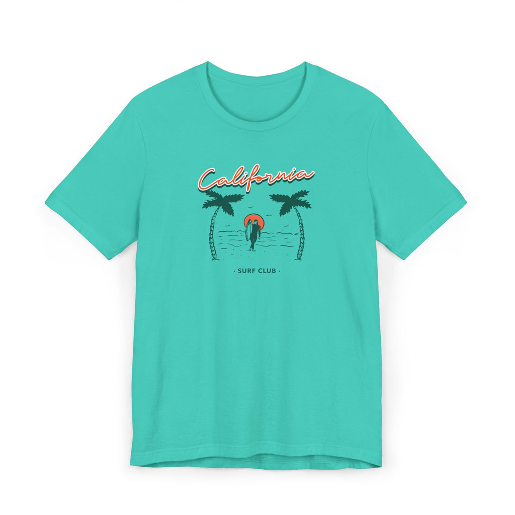 Surf Club T-Shirt — Retro Palm Trees & Surfer