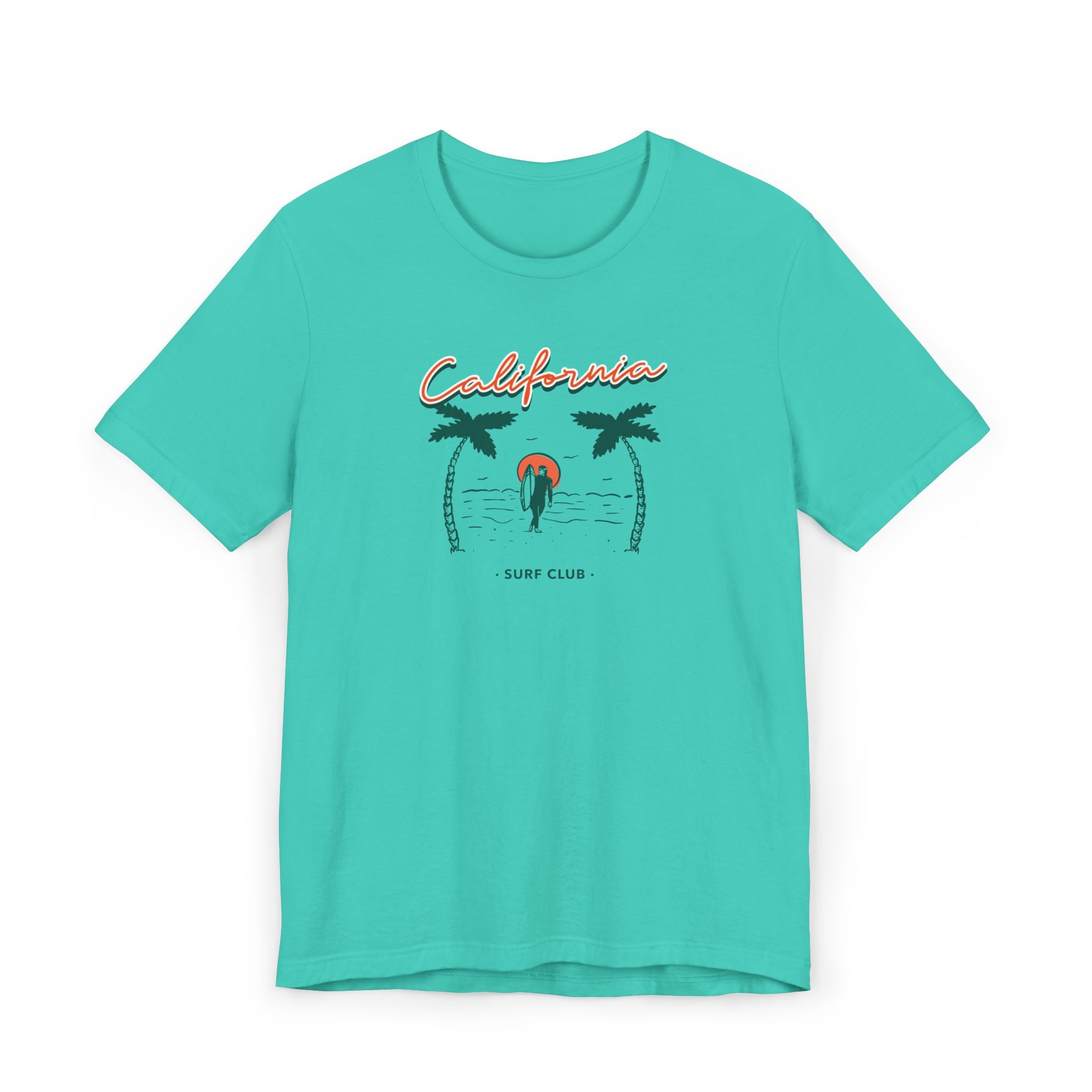 Surf Club T-Shirt — Retro Palm Trees & Surfer
