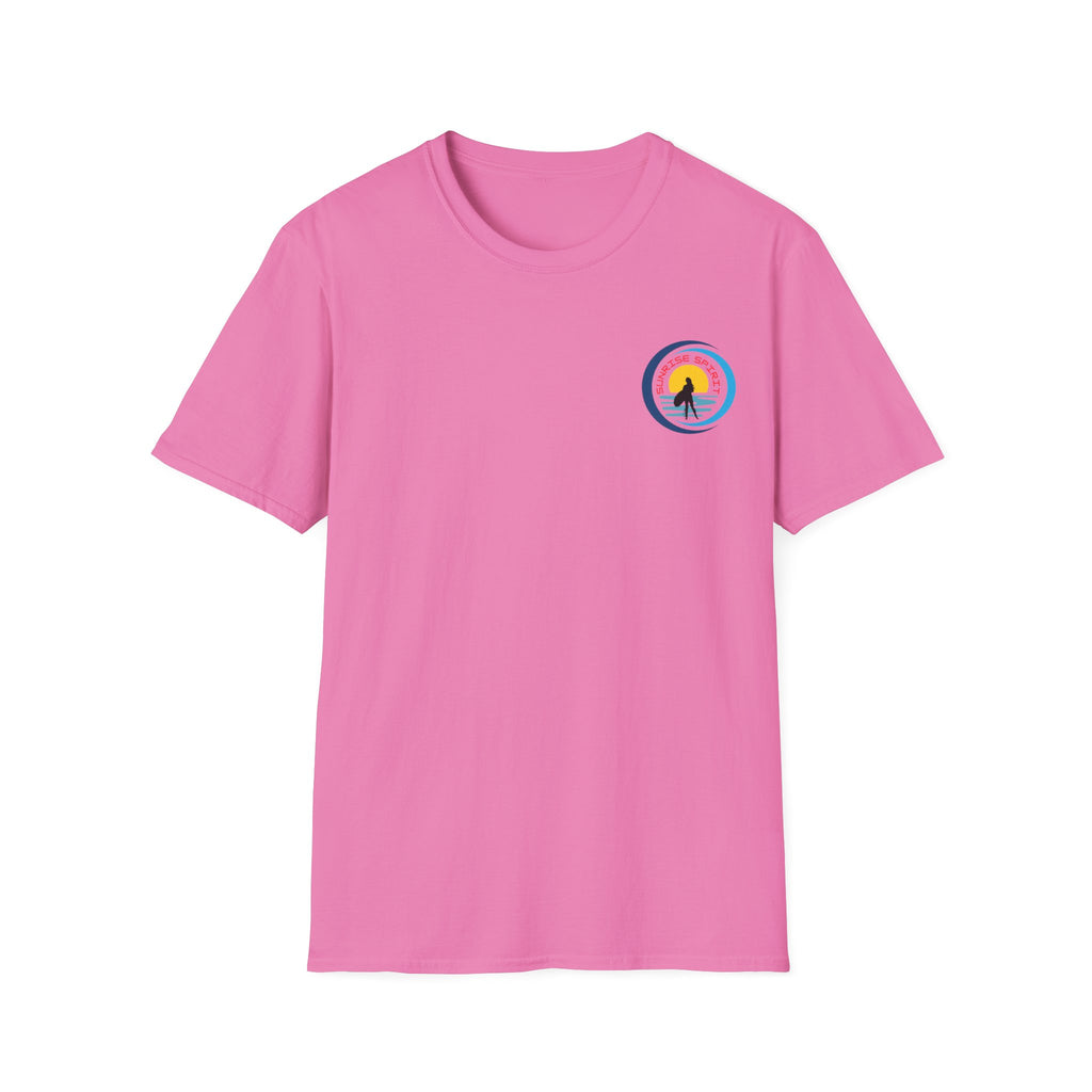 Sunset Surfing Women T-Shirt — Female Surfer Looking Into Sunset