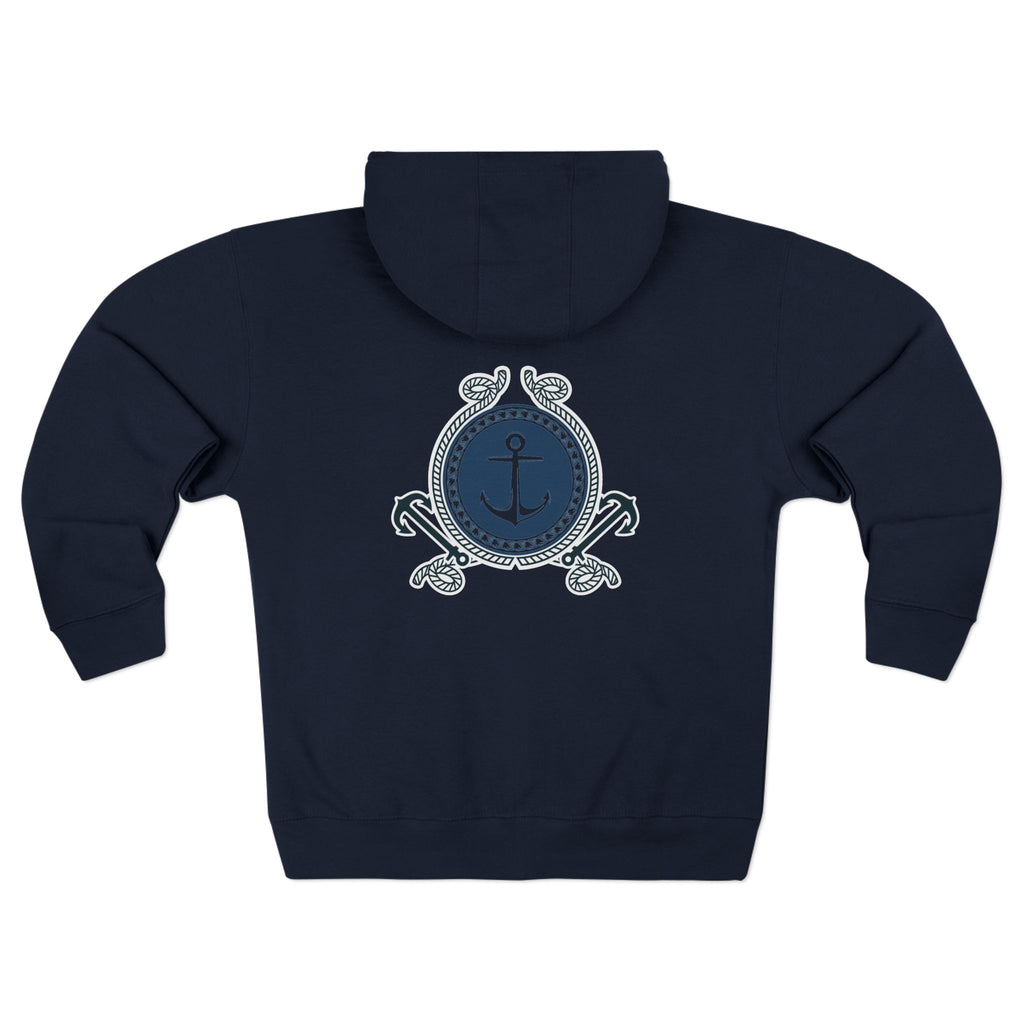 Nautical Anchor Zip Hoodie – Vintage Maritime Navy Crest