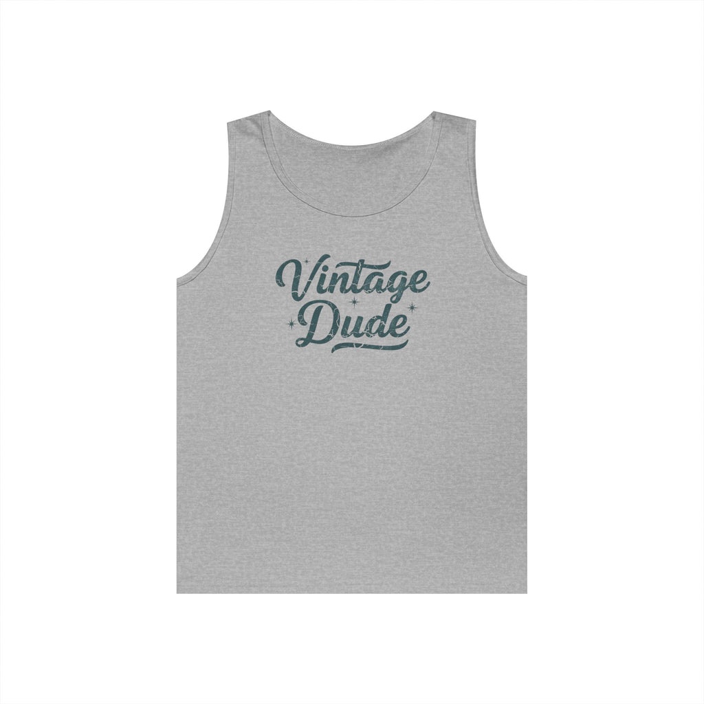 Vintage Dude Tank Top — Retro Script Graphic Sleeveless Shirt