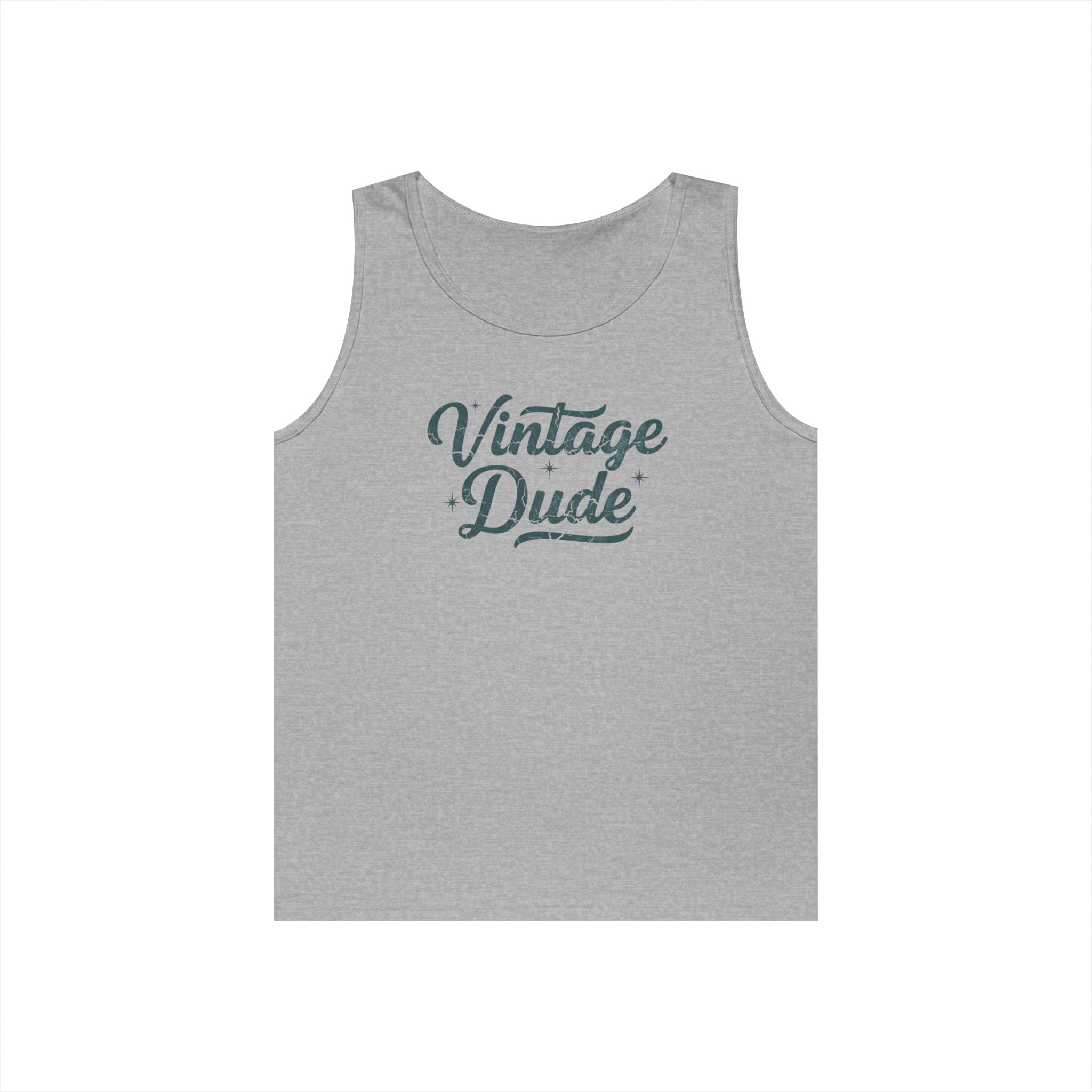 Vintage Dude Tank Top — Retro Script Graphic Sleeveless Shirt