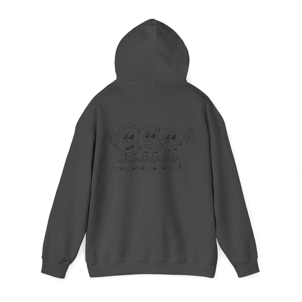 Smiley Trio Hoodie — Retro Cartoon Characters Pullover