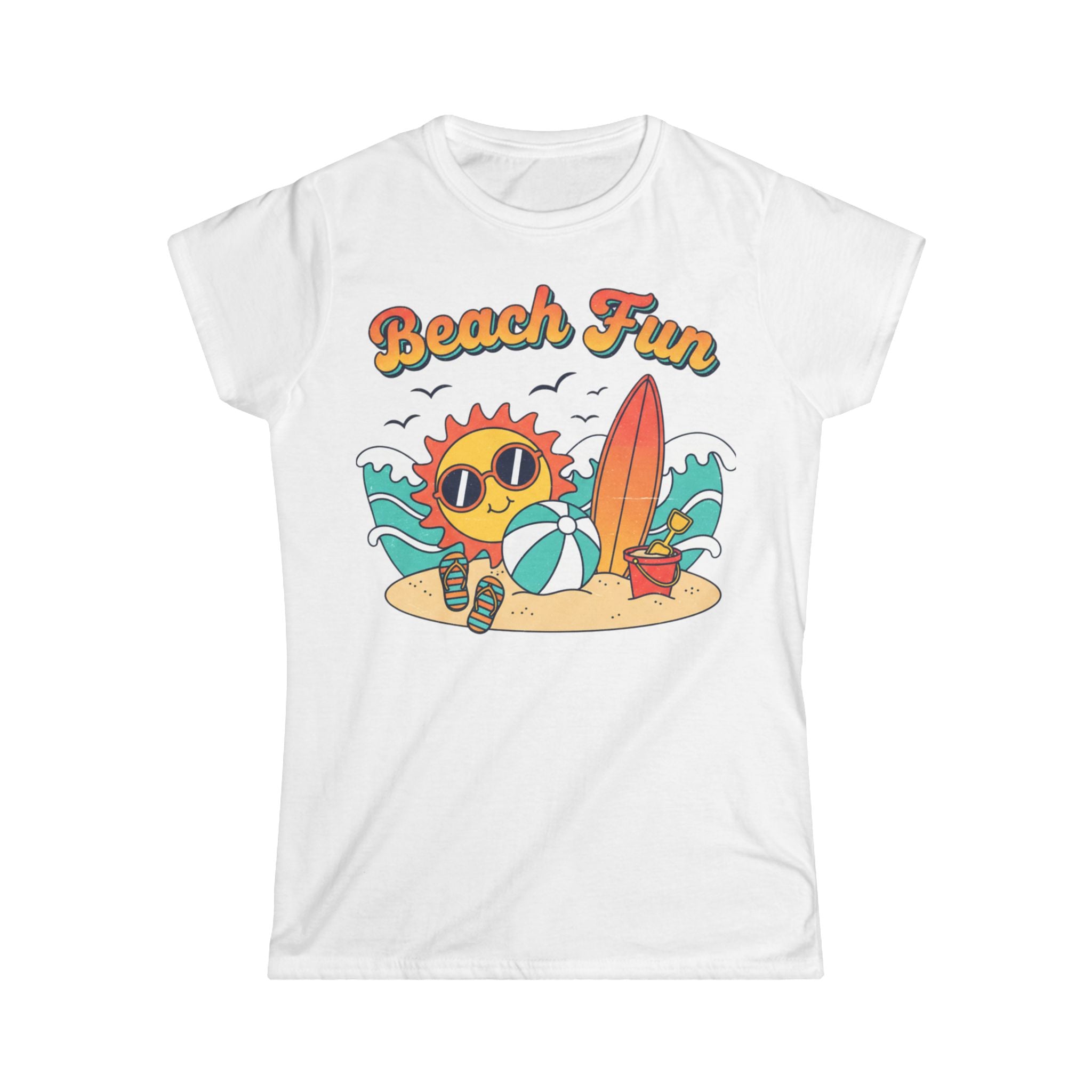 Beach Fun Women's Tee — Cute Sun Surfboard  Summer Shirt