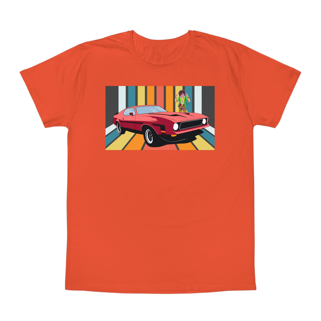 Retro Muscle Car T-Shirt — Vintage 70s Sunset Racing Graphic