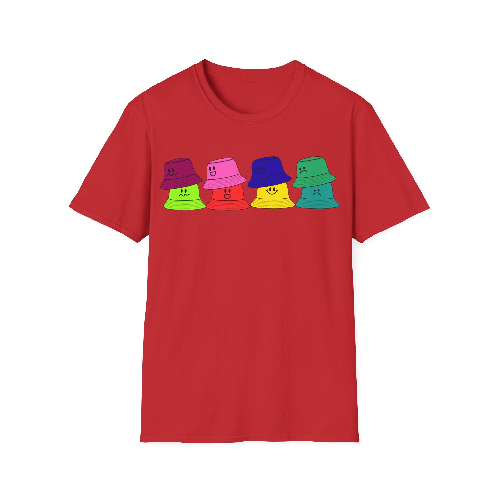 Bucket Hat  T-Shirt — Colorful Smiley Hats