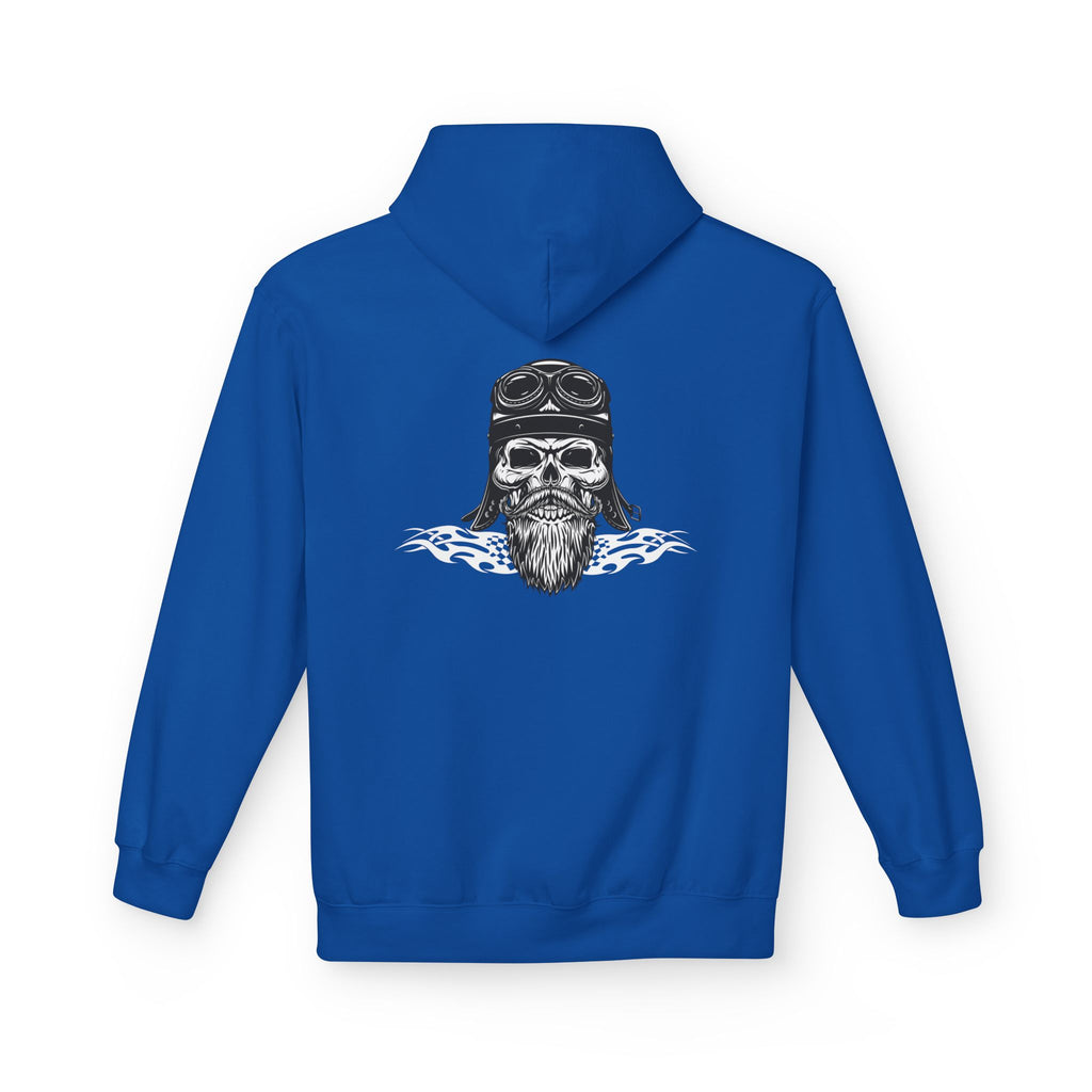 Aviator Skull Hoodie — Vintage Pilot Skull with Goggles & Beard Back