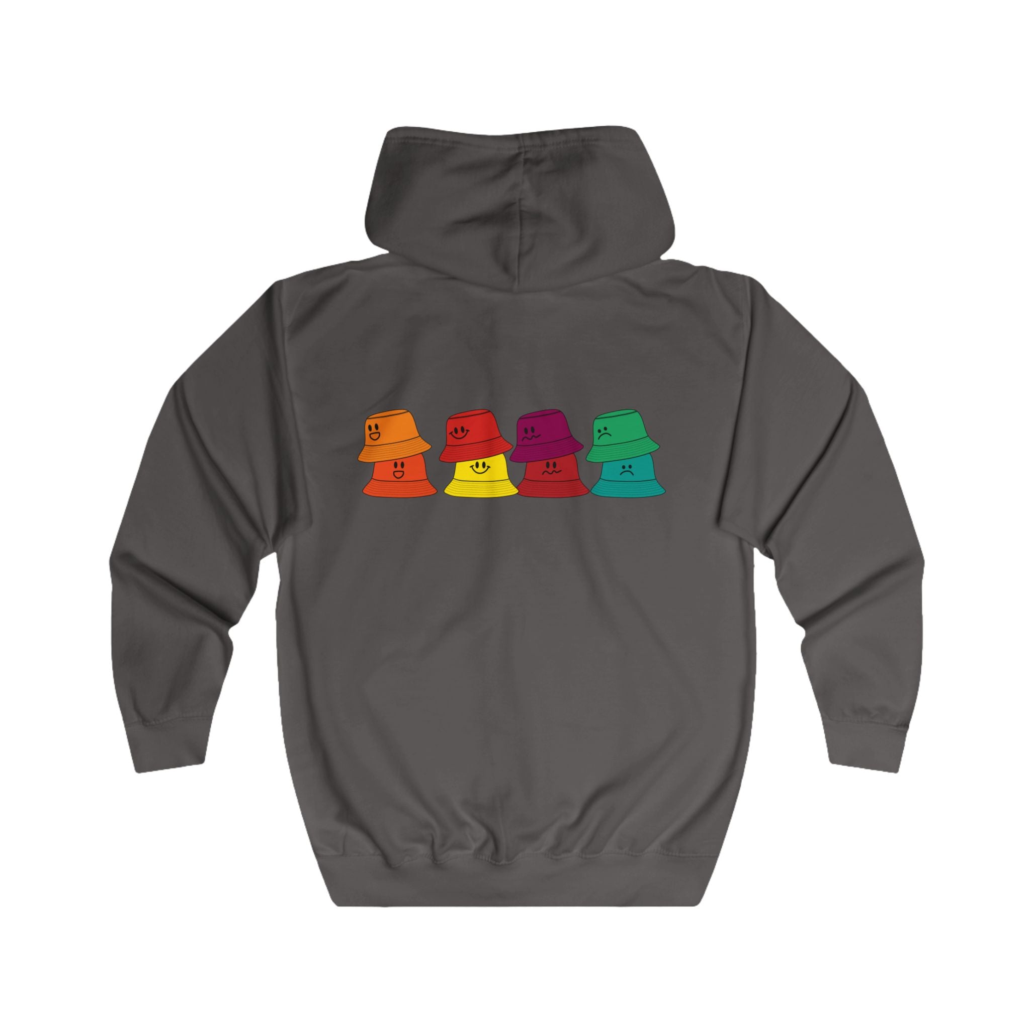 Bucket Hat Rainbow Zip Hoodie — Colorful Retro