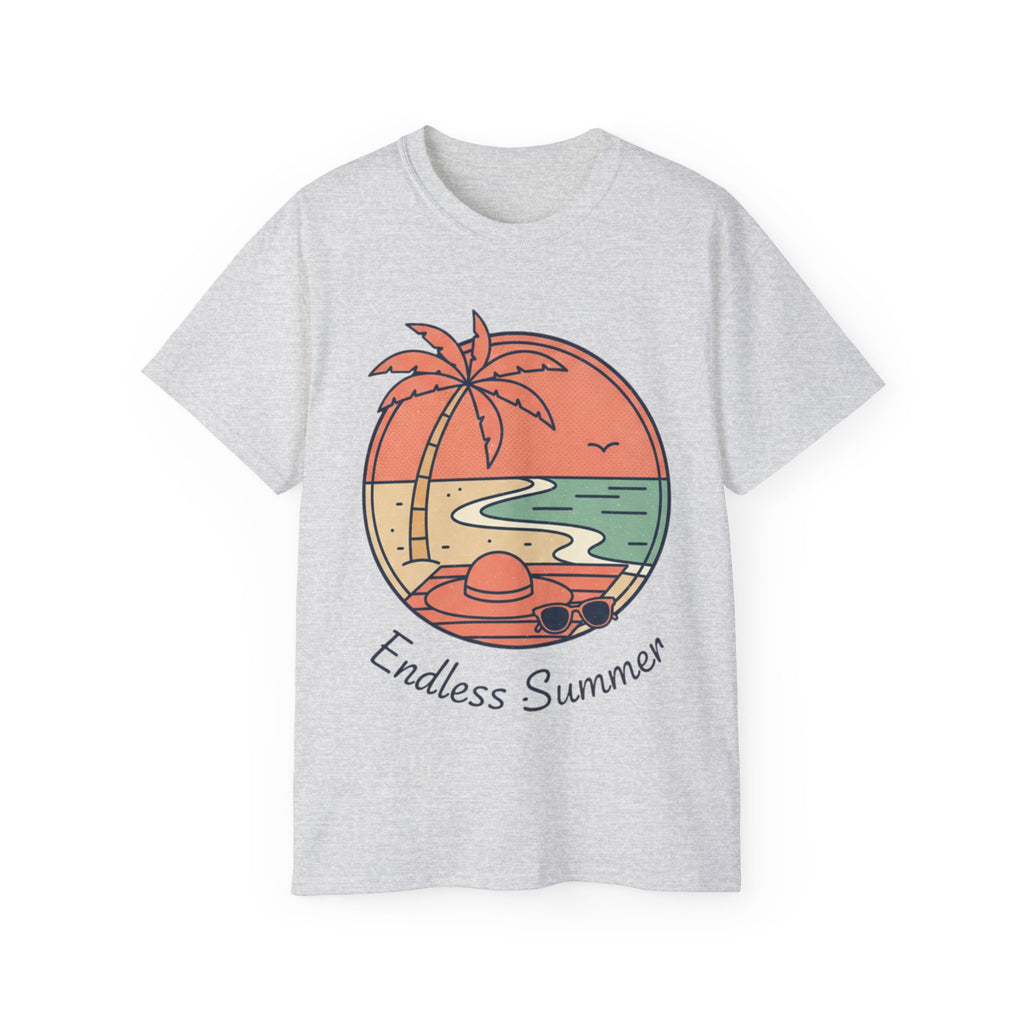 Endless Summer Tee — Retro Beach Palm Tree Graphic T-Shirt