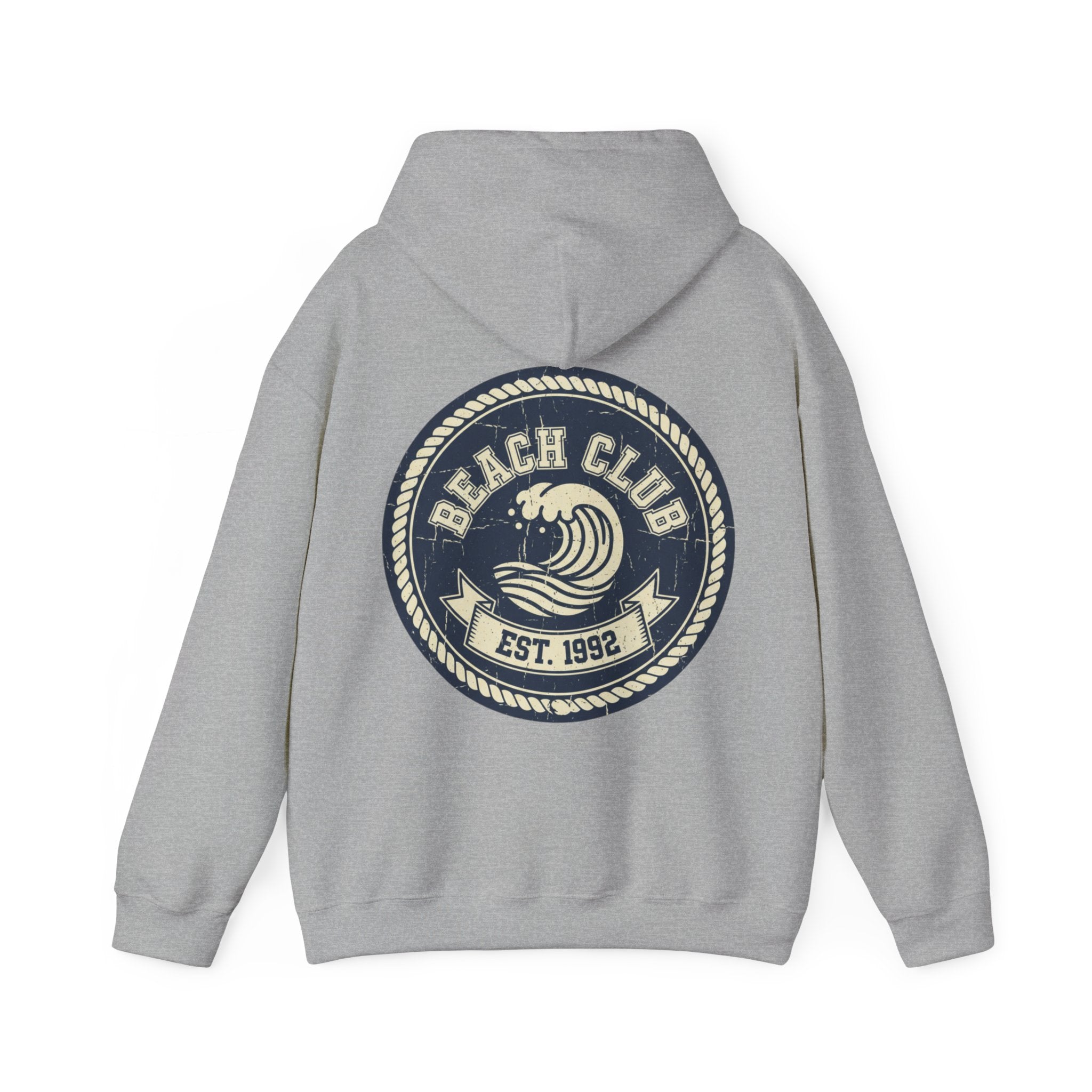 Beach Club Hoodie — Vintage Wave Graphic Pullover (Est. 1992)