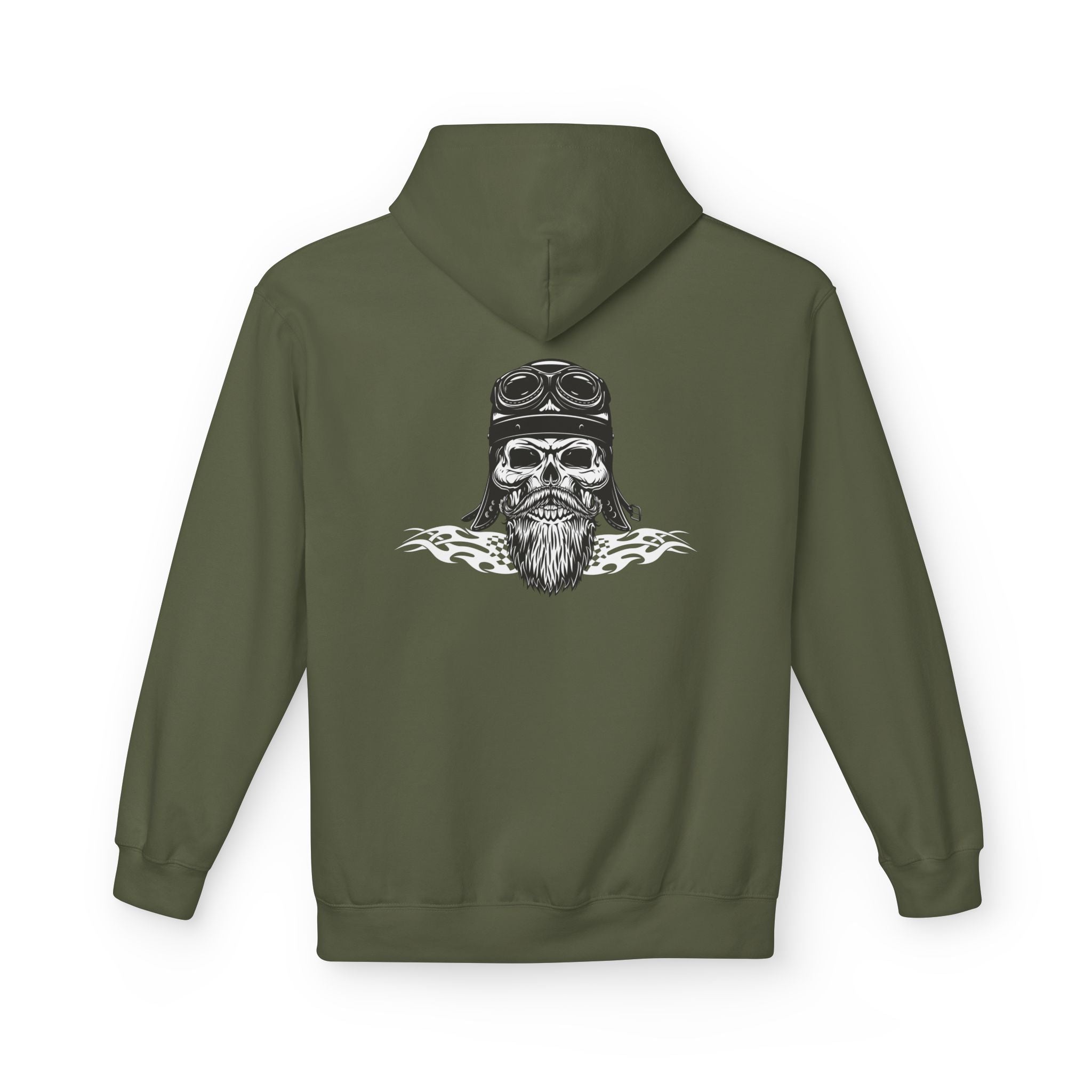 Aviator Skull Hoodie — Vintage Pilot Skull with Goggles & Beard Back