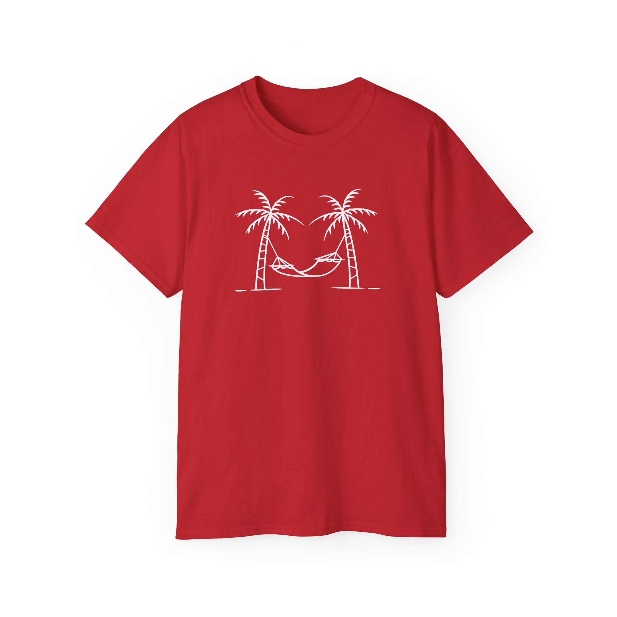 Hammock Between Palms Tee — Minimal Beach Relaxation T-Shirt