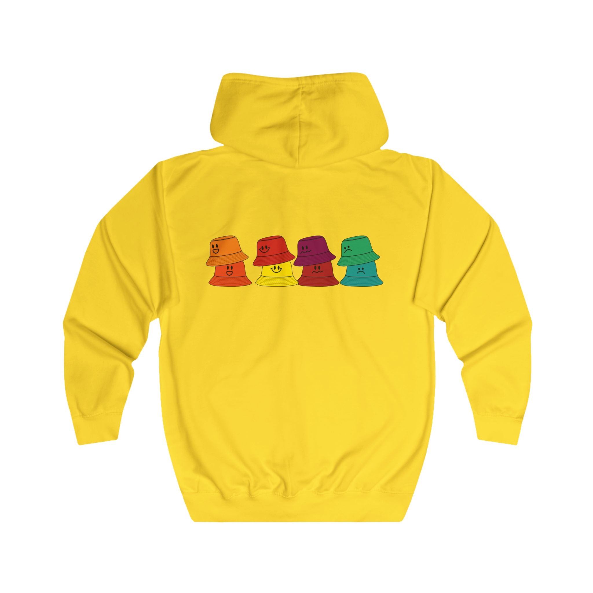 Bucket Hat Rainbow Zip Hoodie — Colorful Retro