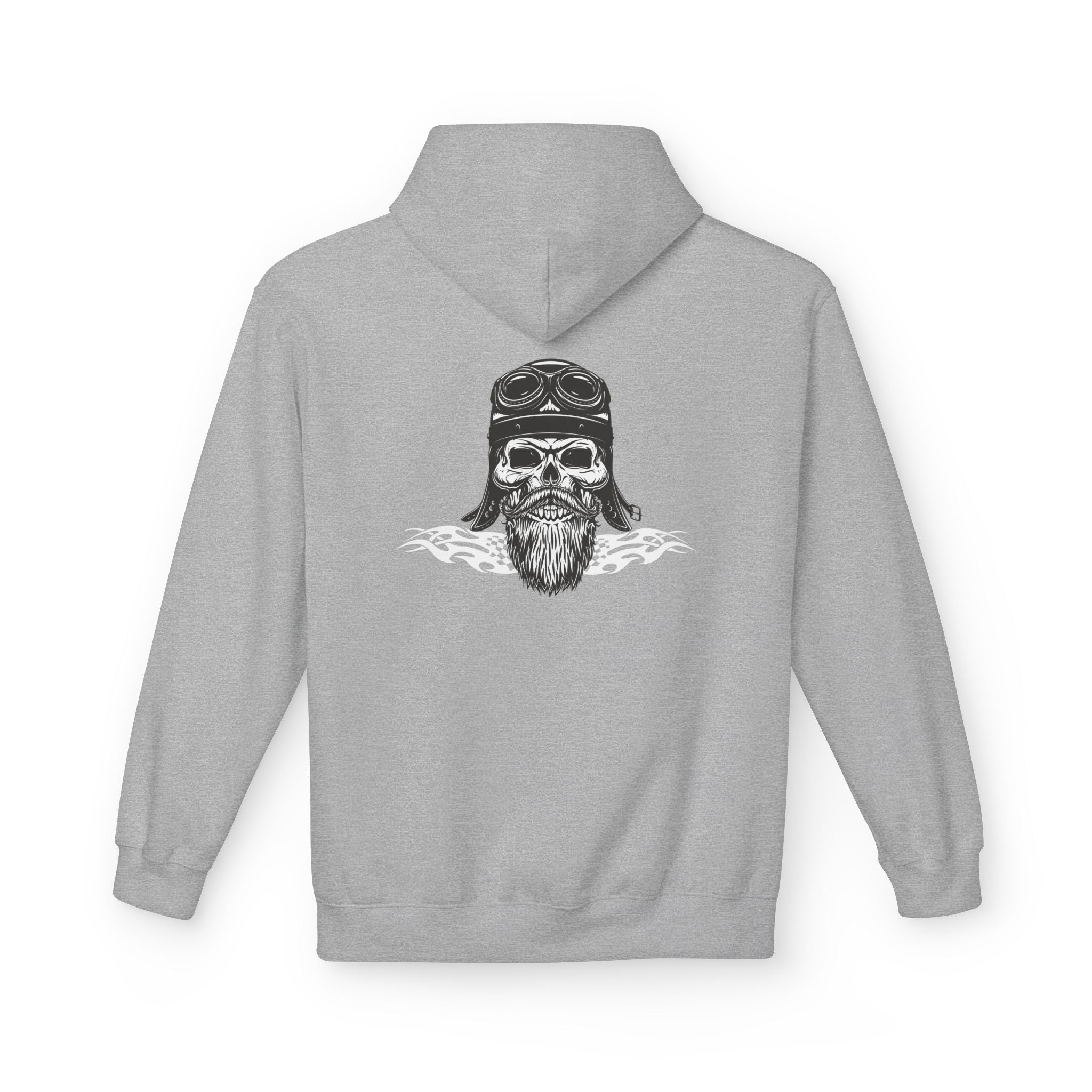 Aviator Skull Hoodie — Vintage Pilot Skull with Goggles & Beard Back