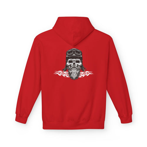 Aviator Skull Hoodie — Vintage Pilot Skull with Goggles & Beard Back