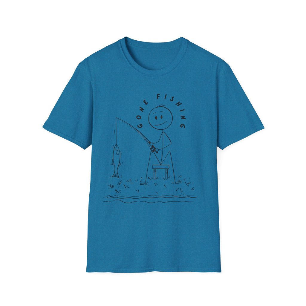 Cute Stick Figure Fishing Man- Tee