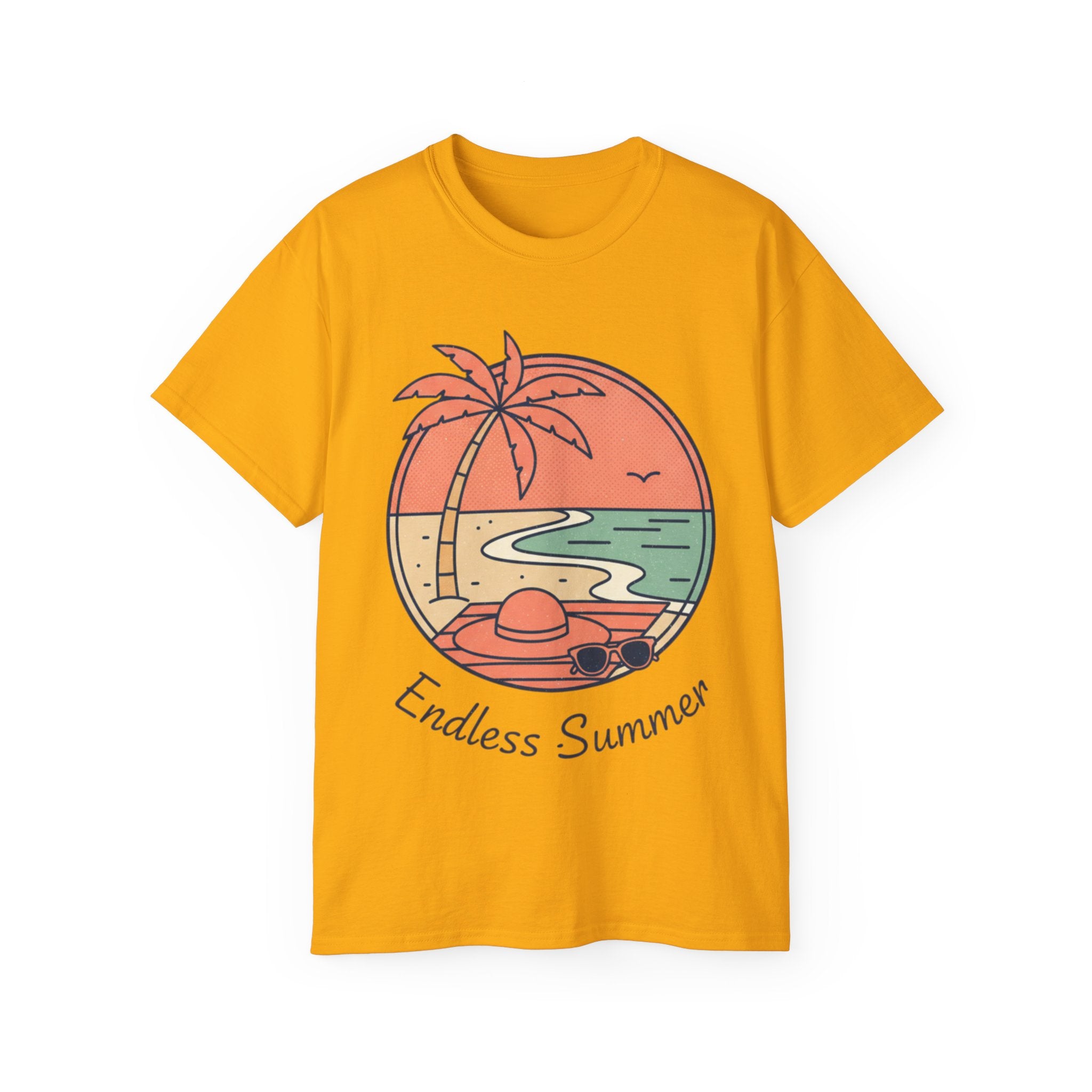 Endless Summer Tee — Retro Beach Palm Tree Graphic T-Shirt