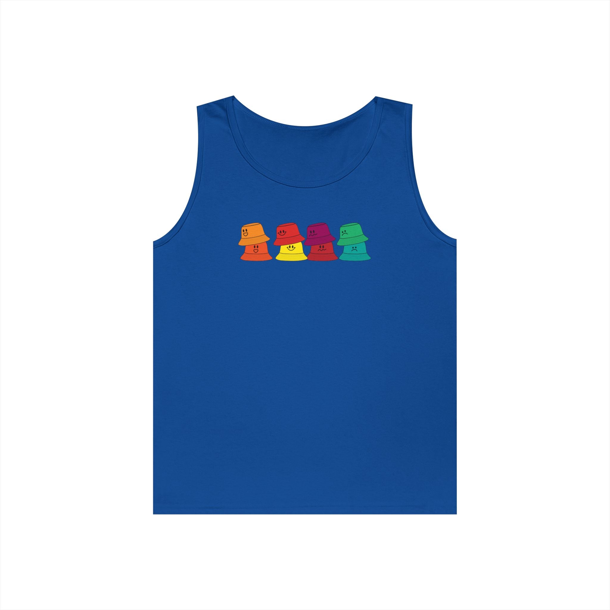 Bucket Hat Rainbow Tank Top — Colorful Retro Summer Beachwear