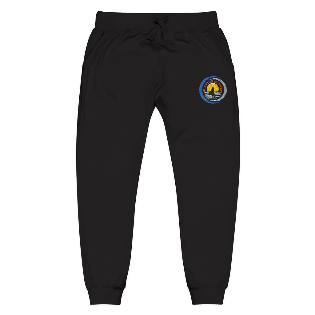 Embroidered Sunshine Logo Sweatpants — Cozy White Fleece Joggers