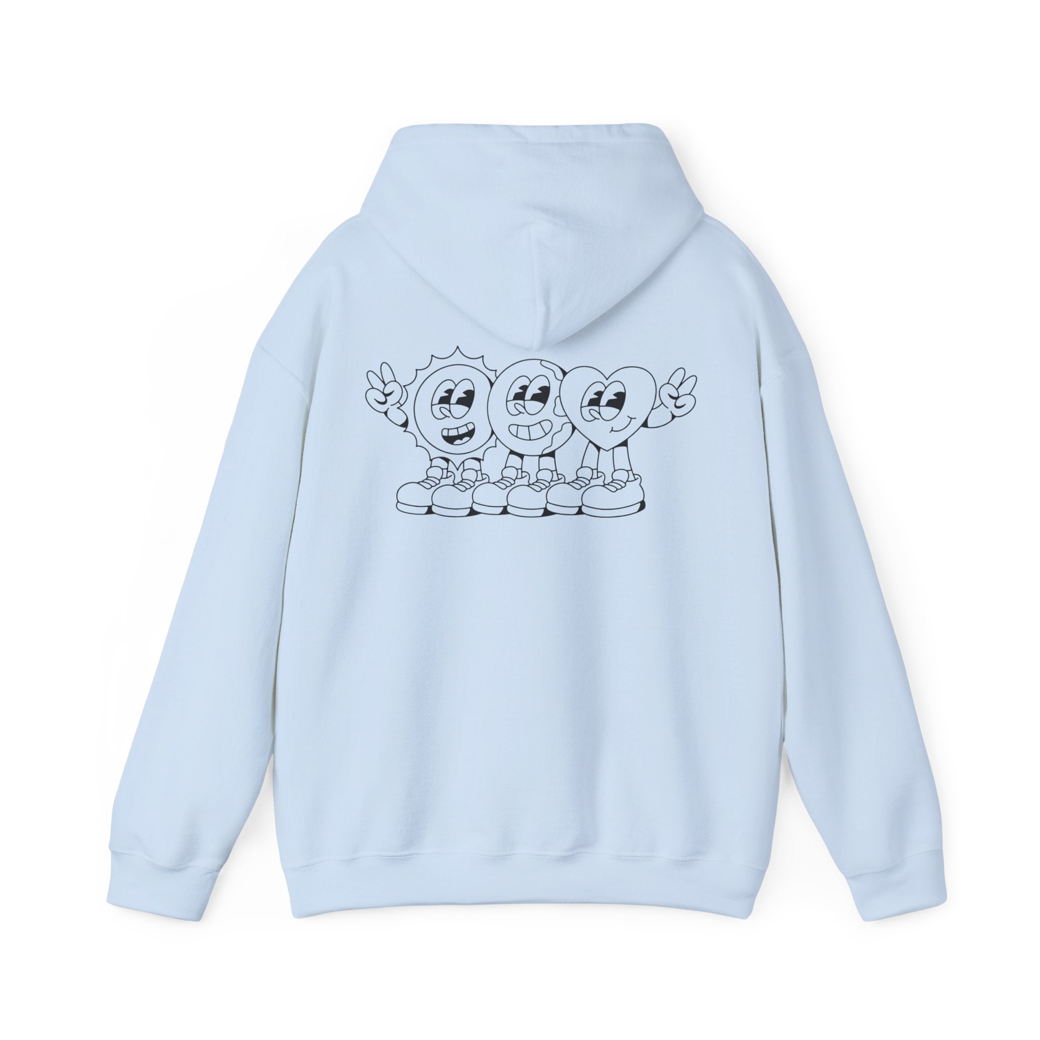 Smiley Trio Hoodie — Retro Cartoon Characters Pullover