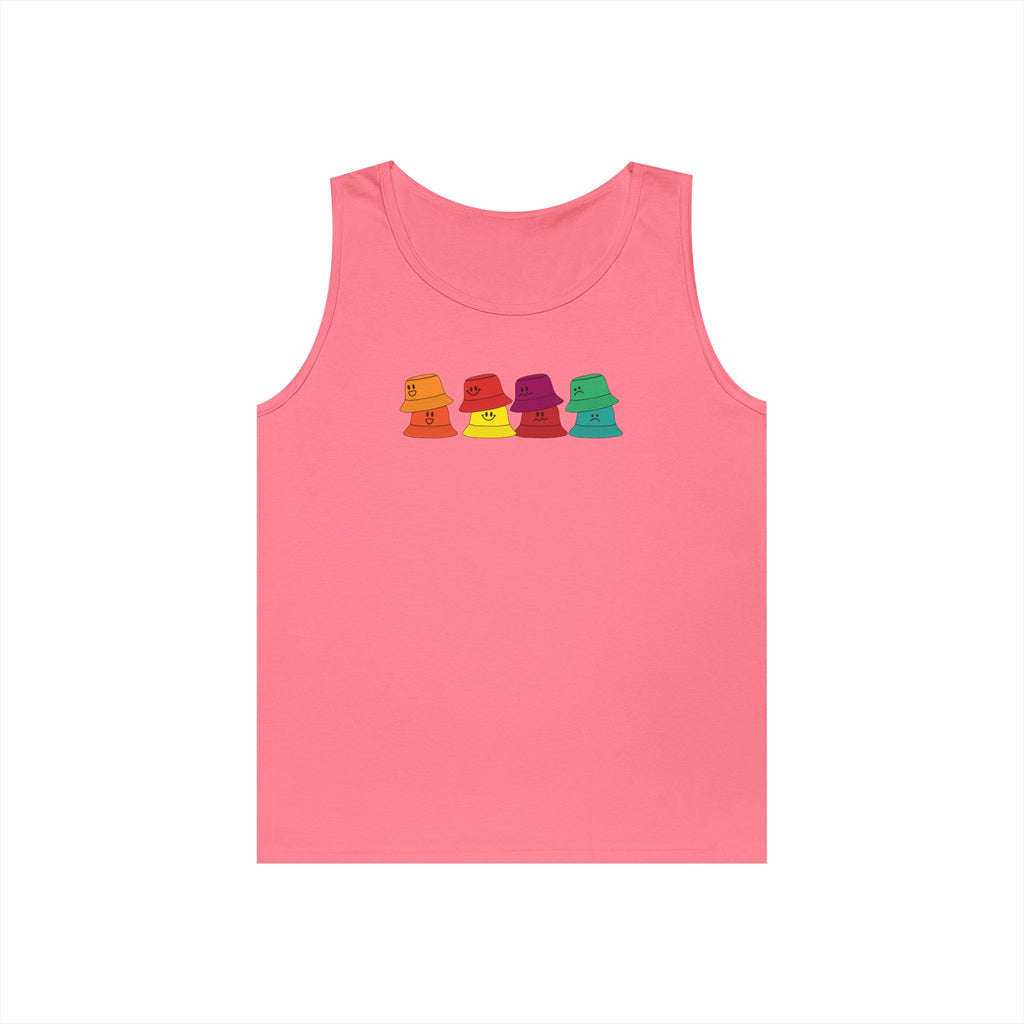 Bucket Hat Rainbow Tank Top — Colorful Retro Summer Beachwear