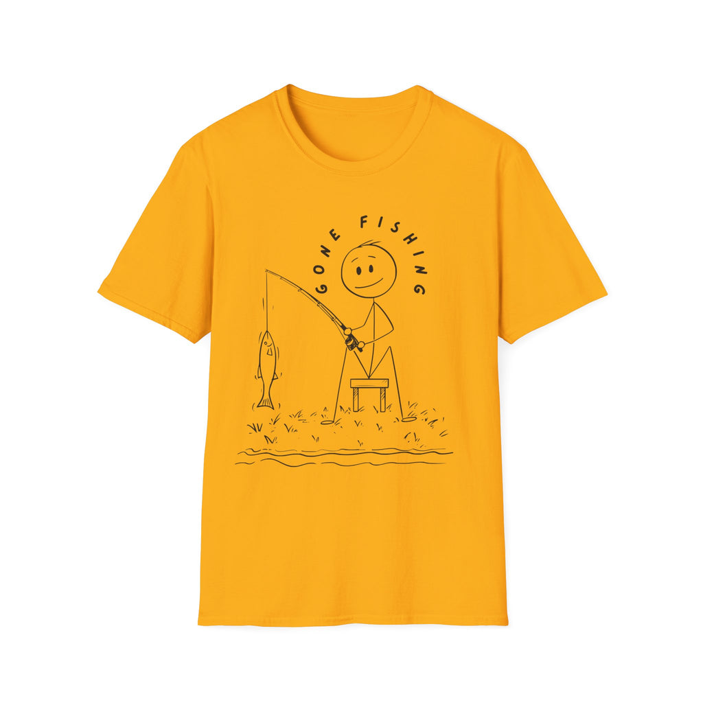 Cute Stick Figure Fishing Man- Tee